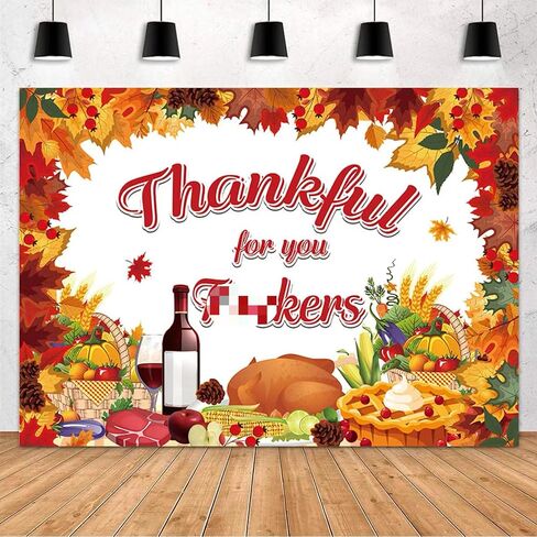 MEHOFOND Thanksgiving Party Decorations Backdrop Happy Thanksgiving Banner Fall Harvest Photography Background Autumn Pumpkin Maple Leaf Turkey Corn Fruit Red Truck Decor Photo Booth Props 7x5ft in Saudi Arabia