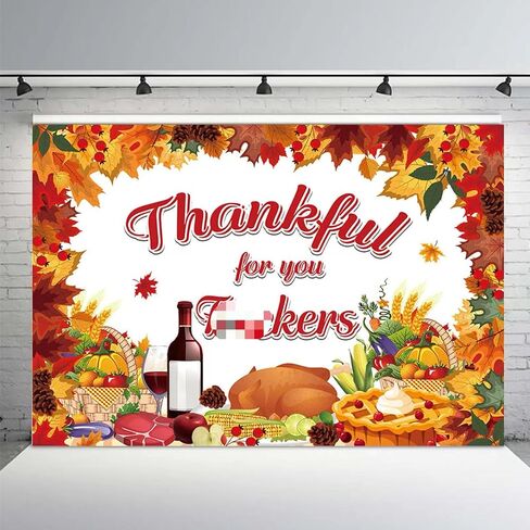 MEHOFOND Thanksgiving Party Decorations Backdrop Happy Thanksgiving Banner Fall Harvest Photography Background Autumn Pumpkin Maple Leaf Turkey Corn Fruit Red Truck Decor Photo Booth Props 7x5ft in Saudi Arabia