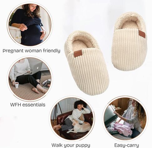 QIGEGE Women’s Soft Full Slippers Memory Foam House Bedroom Corduroy Lightweight House Shoes Cozy Loafer Slide Comfy Trendy Gift Slippers in Saudi Arabia