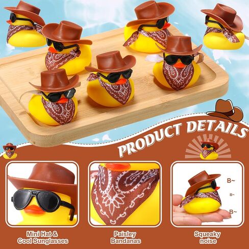36 Set Cowboy Rubber Duck Mini Yellow Duckies Bath Toy Tiny Ducks Bathtub Toy with Cowboy Hat Paisley Bandanas Sunglasses Dashboard Decor for Summer Baby Shower Birthday Party(Cute Style) in Saudi Arabia
