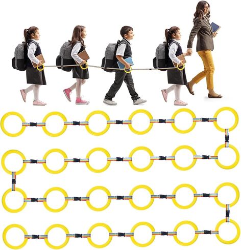 24 Sets Walking Rope for Preschool Toddlers Walking Rope Kids Handles Safety Line Detachable Transition Rope for Children's School Kindergarten Outdoor Supplies Wrist Leashes (Yellow) in Kuwait