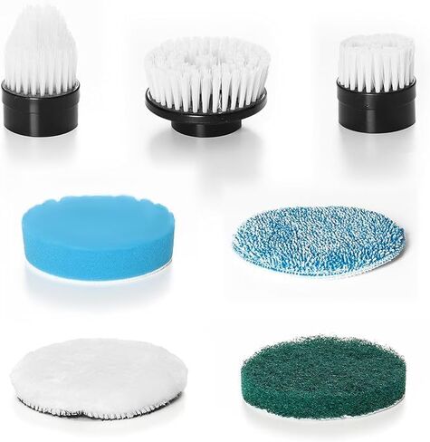 Electric Spin Scrubber, Cordless Cleaning Brush, Shower Cleaning Brush with 9 Brush Heads 2H Power Dual Speed, Adjustable Extension Handle, IPX7 Waterproof for Tub Tile Floor Car, White. in Saudi Arabia