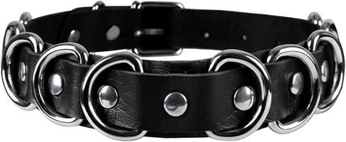 11 mm Mini Ring Black Faux Leather Goth Punk Choker Collar Adjustable PU Necklace with Buckle in Saudi Arabia
