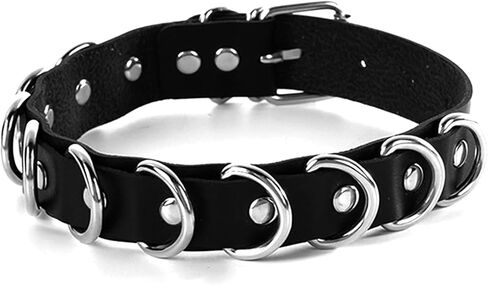 11 mm Mini Ring Black Faux Leather Goth Punk Choker Collar Adjustable PU Necklace with Buckle in Saudi Arabia
