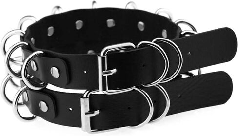 11 mm Mini Ring Black Faux Leather Goth Punk Choker Collar Adjustable PU Necklace with Buckle in Saudi Arabia