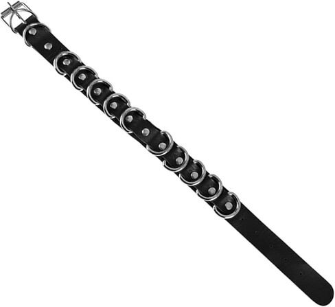 11 mm Mini Ring Black Faux Leather Goth Punk Choker Collar Adjustable PU Necklace with Buckle in Saudi Arabia