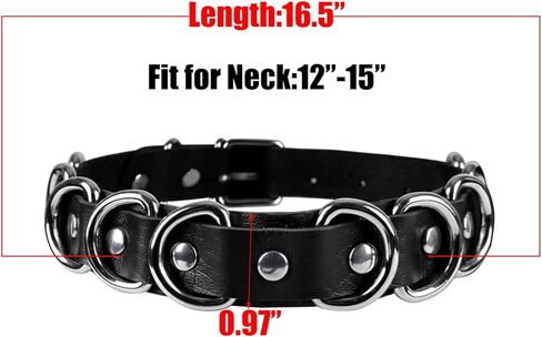 11 mm Mini Ring Black Faux Leather Goth Punk Choker Collar Adjustable PU Necklace with Buckle in Saudi Arabia
