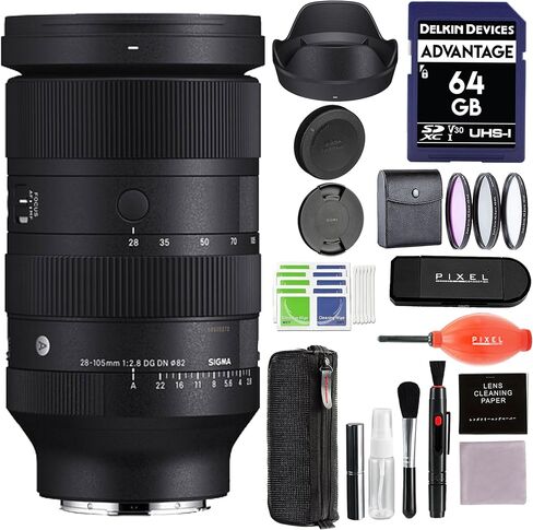 عدسة سيجما 28-105 ملم f/2.8 DG DN Art (حامل على شكل حرف L) مع ملحقات Pixel Advance وحزمة السفر | 636969 | سيجما 28-105 ملم f/2.8 L-Mount in Kuwait