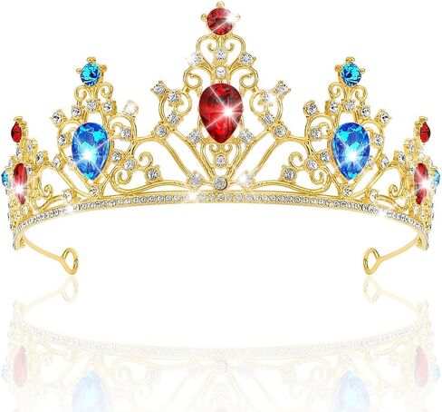 AHONEY Purple Gem Gold Tiara and Crown for Women, Crystal Mermaid Crown Rhinestone Princess Tiaras for Girls Rapunzel Crown for Wedding Birthday Prom Halloween Party in Saudi Arabia