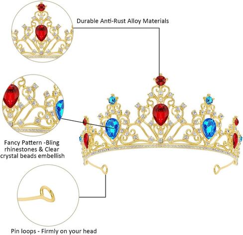 AHONEY Purple Gem Gold Tiara and Crown for Women, Crystal Mermaid Crown Rhinestone Princess Tiaras for Girls Rapunzel Crown for Wedding Birthday Prom Halloween Party in Saudi Arabia