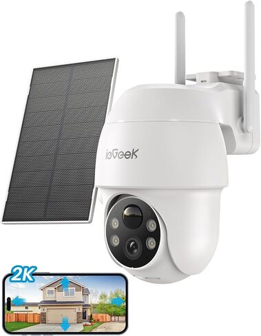 كاميرات مراقبة ieGeek لاسلكية في الهواء الطلق، كاميرا واي فاي 2K للمراقبة المنزلية في الخارج مع رؤية ليلية ملونة، عرض 360 درجة، لوحة شمسية، تعمل بالبطارية، صوت ثنائي الاتجاه، مستشعر حركة PIR، Alexa in Kuwait