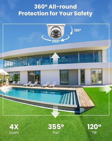 كاميرات مراقبة ieGeek لاسلكية في الهواء الطلق، كاميرا واي فاي 2K للمراقبة المنزلية في الخارج مع رؤية ليلية ملونة، عرض 360 درجة، لوحة شمسية، تعمل بالبطارية، صوت ثنائي الاتجاه، مستشعر حركة PIR، Alexa in Kuwait