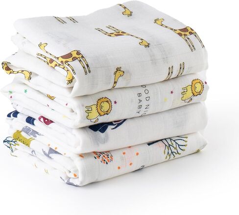 Bunnikins & Clover Muslin Swaddle Blankets for Boys and Girls, Baby Receiving Blankets Unisex, Newborn Essentials for Registry & Gift, 47x47 inches, Set of 4 in Saudi Arabia
