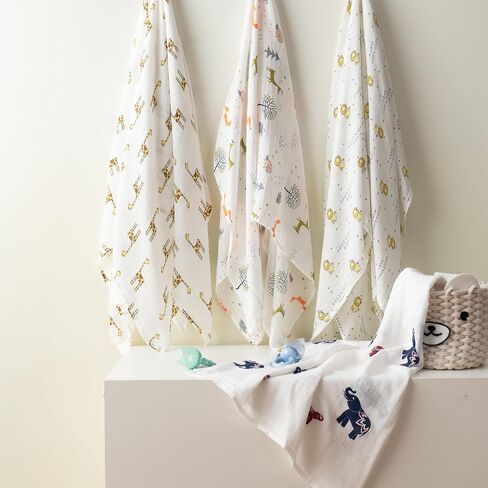 Bunnikins & Clover Muslin Swaddle Blankets for Boys and Girls, Baby Receiving Blankets Unisex, Newborn Essentials for Registry & Gift, 47x47 inches, Set of 4 in Saudi Arabia