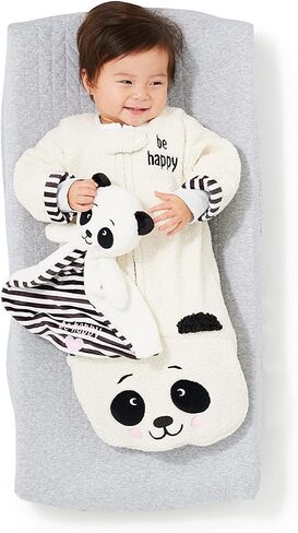لعبة بطانية حيوانات محشوة طويلة من Enesco Izzy and Oliver New Baby Infant Panda Be Happy Tag-a-Long، مقاس 13.2 بوصة، باللون الأبيض in Saudi Arabia