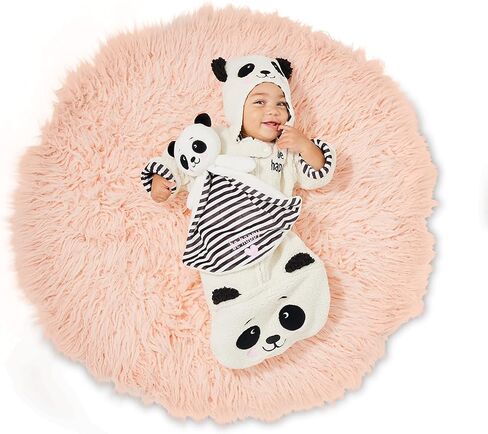 لعبة بطانية حيوانات محشوة طويلة من Enesco Izzy and Oliver New Baby Infant Panda Be Happy Tag-a-Long، مقاس 13.2 بوصة، باللون الأبيض in Saudi Arabia