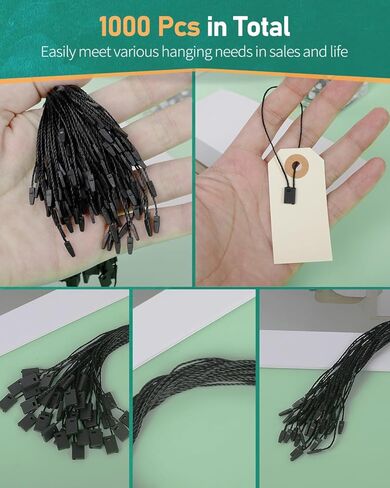 Uniclife 1000 Pcs Hang Tag Strings 8 Inch Price Tag Strings Easy to Attach Nylon Snap Lock Pin Loop Fasteners Hook Ties Price Tag Hanging Rope for Clothing Tags Merchandise Marking Tags Luggage Labels in Kuwait