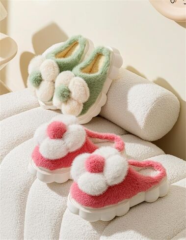Women's slippers Funny plush flower slippers Warm anti slip winter slippers Soft adult home cotton slippers in Saudi Arabia