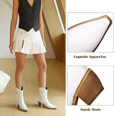 Scaoruki Women Fashion Cowgirl Ankle Boots in Kuwait