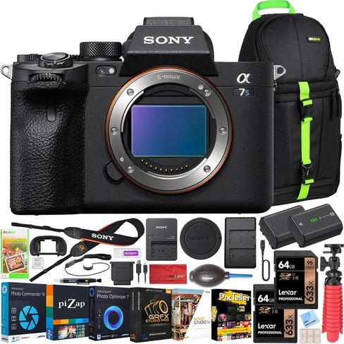 Sony a7s III ILCE-7SM3/B Mirrorless Digital Camera with 35mm Full-Frame Sensor Body Bundle w/Deco Gear Backpack + Extra Battery + Dual Charger + 2X 64GB Memory Card (128GB Total) and Kit Accessories in Saudi Arabia