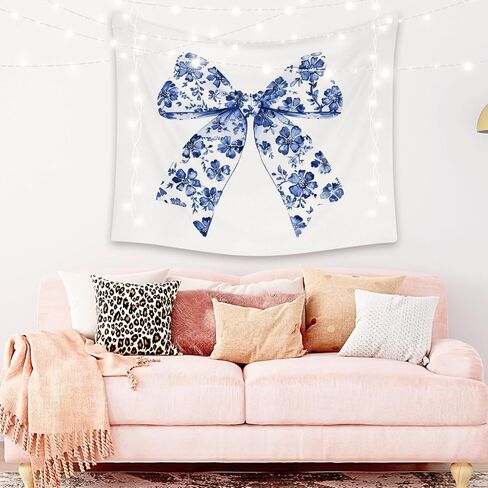LiTiu Trendy Coquette Wall Decor, Pink Bow Cherry Preppy Room Decor Tapestry Wall Hanging for Girls Bedroom Dorm, 50x60 in(Unframed) in Saudi Arabia