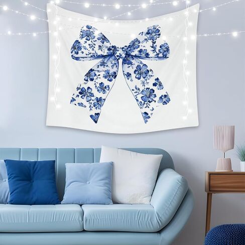 LiTiu Trendy Coquette Wall Decor, Pink Bow Cherry Preppy Room Decor Tapestry Wall Hanging for Girls Bedroom Dorm, 50x60 in(Unframed) in Saudi Arabia