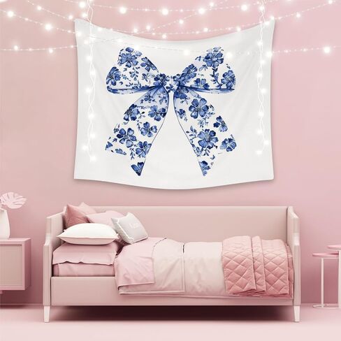 LiTiu Trendy Coquette Wall Decor, Pink Bow Cherry Preppy Room Decor Tapestry Wall Hanging for Girls Bedroom Dorm, 50x60 in(Unframed) in Saudi Arabia
