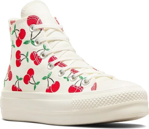 حذاء رياضي Chuck Taylor All Star Hi Top Lift Platform للنساء من Converse، Cherry Egret/Red/Green، مقاس 7.5 in Saudi Arabia