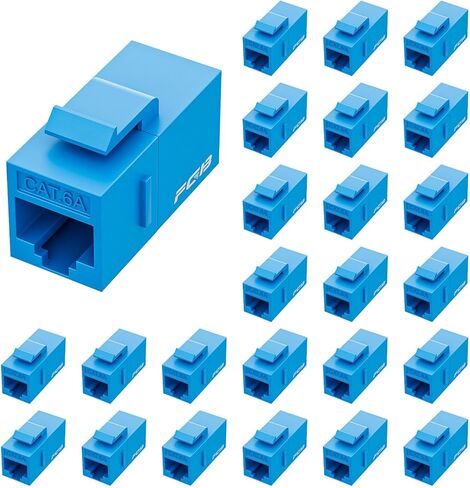 FGB 10 Gbps CAT6A RJ45 Keystone Coupler 25-Pack, CAT6A Keystone Jack, Ethernet Coupler Female to Female UTP for Cat6a/Cat6/Cat5e/Cat5, Black in Kuwait