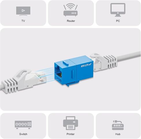 FGB 10 Gbps CAT6A RJ45 Keystone Coupler 25-Pack, CAT6A Keystone Jack, Ethernet Coupler Female to Female UTP for Cat6a/Cat6/Cat5e/Cat5, Black in Kuwait