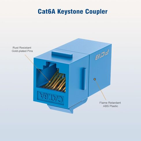 FGB 10 Gbps CAT6A RJ45 Keystone Coupler 25-Pack, CAT6A Keystone Jack, Ethernet Coupler Female to Female UTP for Cat6a/Cat6/Cat5e/Cat5, Black in Kuwait