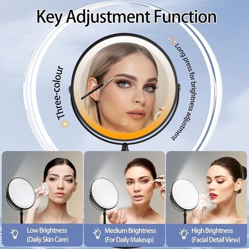 9" Vanity Mirror with Lights, Rechargeable Lighted Makeup Mirror,1x&10x Lighted Makeup Mirror with Magnification, Brightness Adjustable Light up Mirror, 360° Rotation, Gift for Women (Nickel) in Saudi Arabia