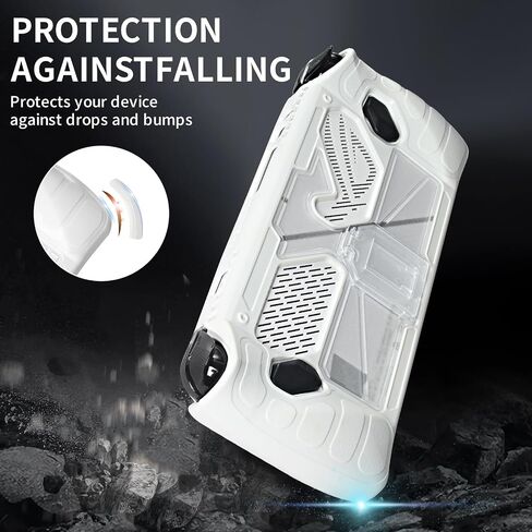 CLOKORIA Protective Case Compatible with ASUS Rog Ally 2023,3 in 1 Cover Case for Rog Ally with 2 Tempered Glass Screen Protector and 2 Thumb Grip Caps (White) in Saudi Arabia