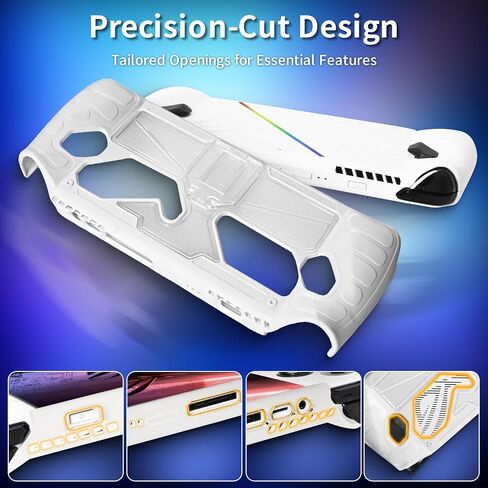 CLOKORIA Protective Case Compatible with ASUS Rog Ally 2023,3 in 1 Cover Case for Rog Ally with 2 Tempered Glass Screen Protector and 2 Thumb Grip Caps (White) in Saudi Arabia