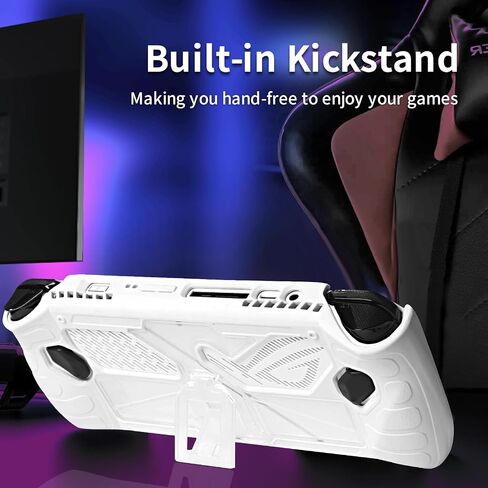 CLOKORIA Protective Case Compatible with ASUS Rog Ally 2023,3 in 1 Cover Case for Rog Ally with 2 Tempered Glass Screen Protector and 2 Thumb Grip Caps (White) in Saudi Arabia