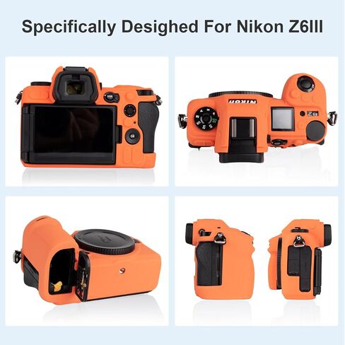 For Nikon Z6III Accessories Set,【Camera Case for Nikon Z6III & Z6III Screen Protector*2 & Z6III Hot Shoe Cover*1】 Z6III Silicone Camera Cover 1/4"-20 Hole Tempered Glass 9H-Orange in Saudi Arabia