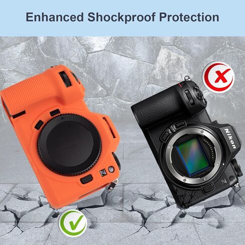 For Nikon Z6III Accessories Set,【Camera Case for Nikon Z6III & Z6III Screen Protector*2 & Z6III Hot Shoe Cover*1】 Z6III Silicone Camera Cover 1/4"-20 Hole Tempered Glass 9H-Orange in Saudi Arabia