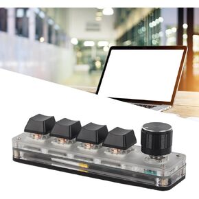 Mini 4 Key Keypad Mechanical Gaming Keyboard, Backlit Programming Macro Keypad with 1 Knob, USB Bluetooth Mini Keypad,Plug and Play for Gaming Office Media