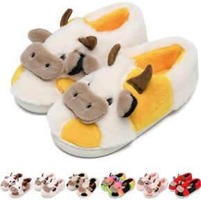 Cow Slippers for Women Men, Fluffy Cute Memory Foam Lightweight House Shoes Cozy Cartoon Slippers with Polar Fleece Lining Funny Furry Kawaii Bedroom Indoor and Outdoor