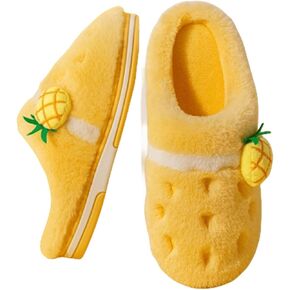 Pineapple Fuzzy Slippers With Plush Fluffy Slippers For Women Super Warm Memory Cartoon Design In Regal Colors (7.5,Pineapple)