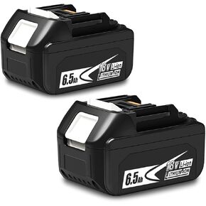 2 Pack 6.5Ah BL1860B 18V Battery Replace for Makita 18 Volts Battery 6.0Ah BL1860B 5.0Ah BL1850 4.0Ah BL1840, Compatible with Makita 18V Battery 6Ah 5Ah 4Ah