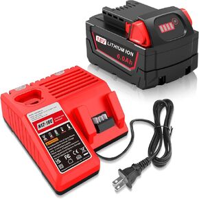 18V 6.0Ah Battery and Charger Station Combo Kit - Battery for Milwaukee M18 Battery & Charger 4811-1862 4811-1852 4811-1840 4811-1830 4811-1811 4811-1815 4811-1820 (2Pack 6.0Ah with Charger)