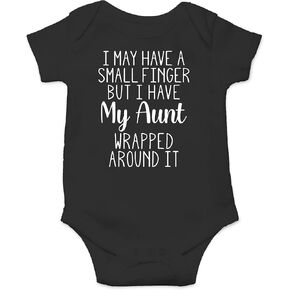 I May Have A Small Finger But I Have Aunt Wrapped Around Baby Bodysuit Funny Cute Romper Outfit