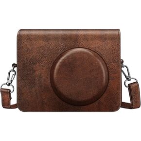 Fintie Protective Case for Fujifilm Instax Wide 400 Instant Film Camera - Premium Vegan Leather Bag Cover with Removable Strap, Vintage Brown