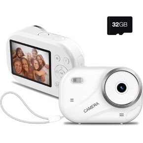 Digital Camera for Teens, 48MP Autofocus Point and Shoot Anti-Shake Camera with 16X Zoom, 4K UHD Video Camera, 32GB Card, Portable Compact Vlogging Camera for Teens Girls Boys - White