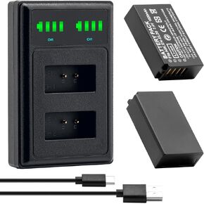 2pcs 1020mAh EN-EL20 EN EL20 Battery + LCD Dual USB Charger with Type C Port for Nikon EN-EL20, EN-EL20a, Coolpix P1000, P950 Coolpix A 1 J1/1 J2/1 J3/1 S1/1 V3 Cameras