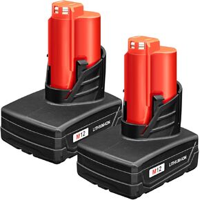 2Pack 12V 6.0ah Lithium-ion Battery Cordless Tool Battery Replacement for Milwaukee M12 Battery 48-11-2401 48-11-2402 48-11-2440 48-11-2460