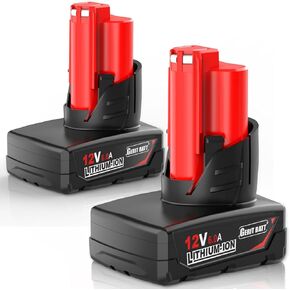 48-11-2460 12V 6.0Ah Replacement for Milwaukee 12V Battery Compatible with Milwaukee 12 Volt Battery 48-11-2401 48-11-2402 48-11-2440 48-11-2411 48-11-2420 Cordless Drill Power Tools (Red)