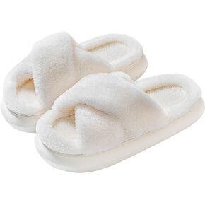 Womens Slippers House Slippers for Woman Fuzzy Slippers Platform Slippers Slippers for Women Indoor Fluffy,White