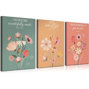 3Pcs Boho Nursery bible verse Canvas wall art christian Girl Nursery wall Decor Pictures vintage flower nursery Posters Prints for Living room Bedroom Girls room Decoration Prepare to hang